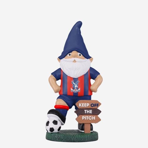 "Keep off the Pitch" Garden Gnome in Crystal Palace colours, great gift for green fingered fans