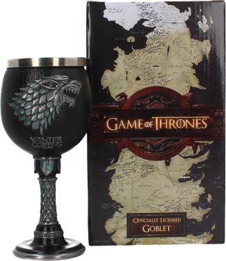 Stainless steel and resin goblet styled with Wolf and Winter is Coming, great gift for Game of Thrones fans